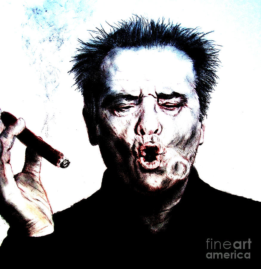 Actor Jack Nicholson Smoking  II Drawing by Jim Fitzpatrick