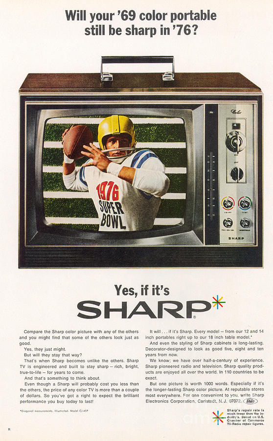 Ad: Color Television, 1968 Photograph by Granger