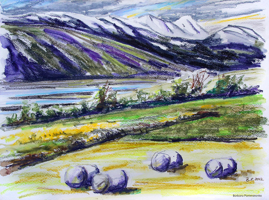 Adaldalur Valley Iceland Painting by Barbara Pommerenke