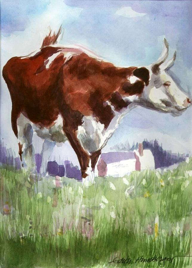 Adrians Bull Painting by Edith Hunsberger