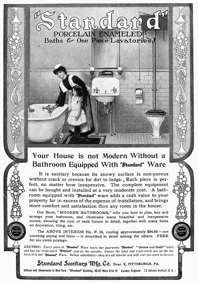 Porcelain Photograph - Ads: Bathroom, 1905 by Granger