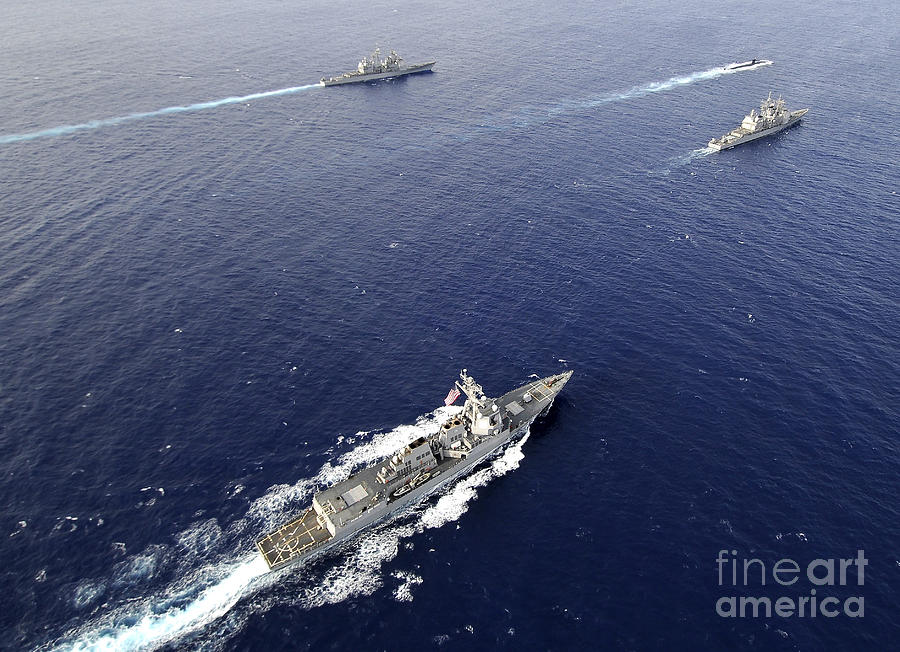Aerial View Of A Naval Fleet Transiting Photograph by Stocktrek Images