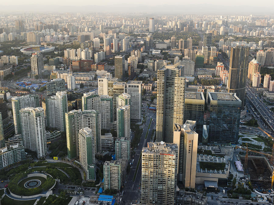 Aerial View Of Beijing City And Skyline Photograph by Jason Hosking