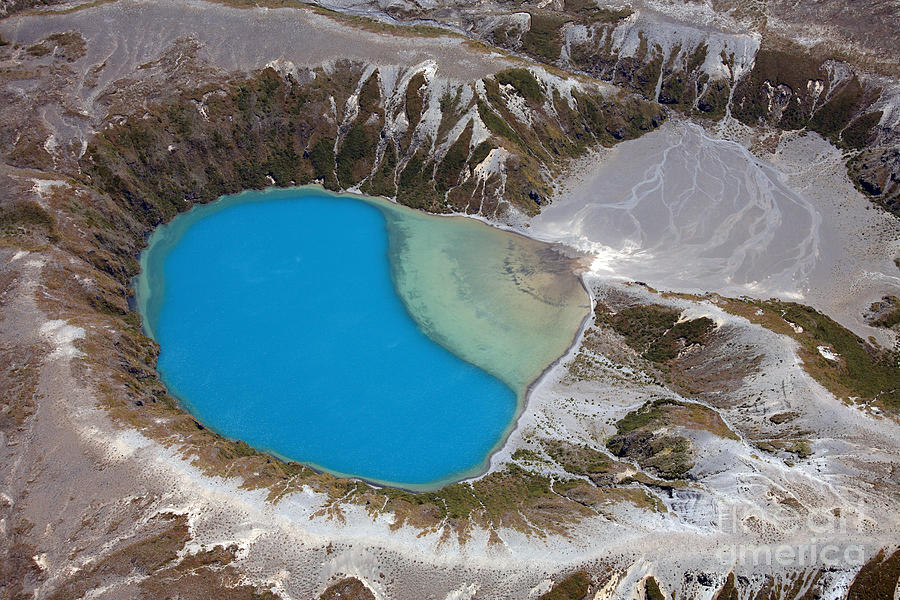 Tongariro National Park Photograph - Aerial View Of Crater Lake In Tongariro by Richard Roscoe