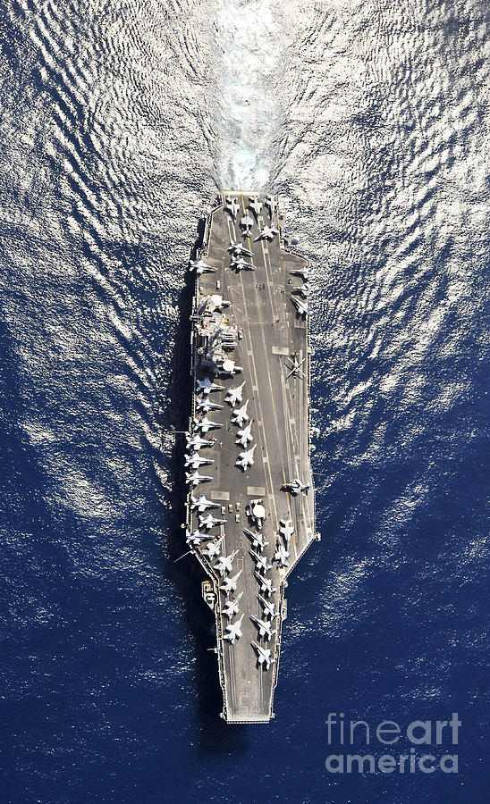Airplane Photograph - Aerial View Of The Aircraft Carrier Uss by Stocktrek Images