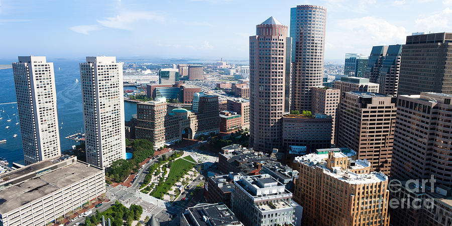 Architecture Photograph - Aerial View of the Boston Harbor Area by Thomas Marchessault