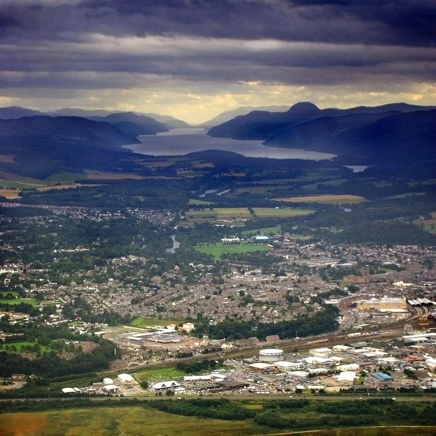 Aeriel image of Inverness and Loch Ness Photograph by Joe Macrae