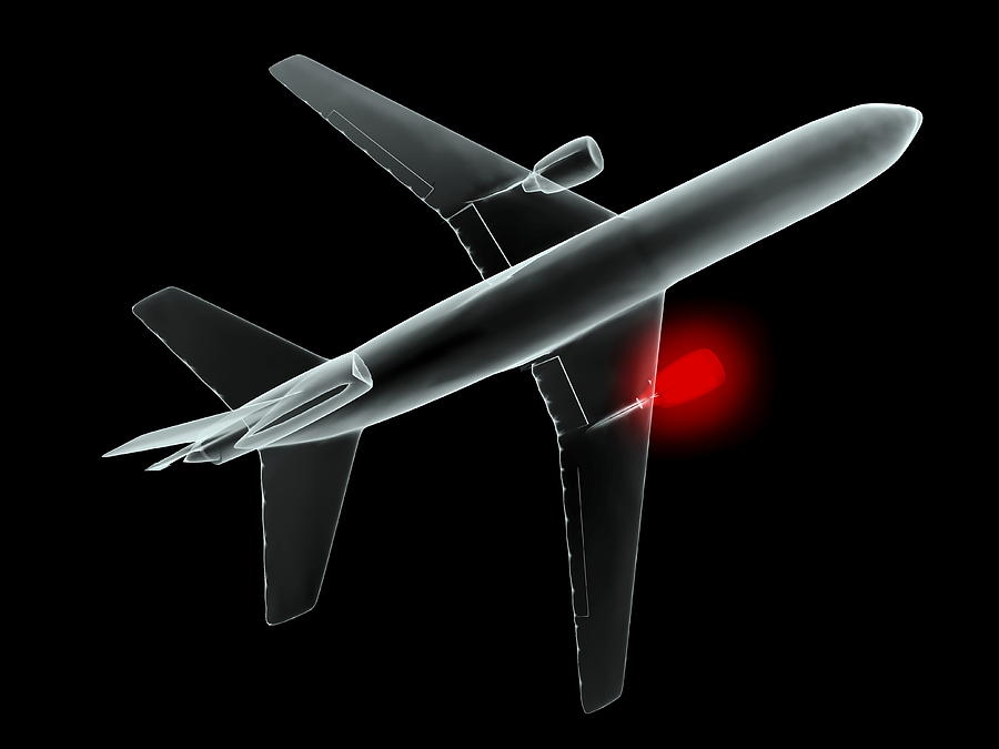 Transportation Photograph - Aeroplane, Simulated X-ray Artwork by Christian Darkin
