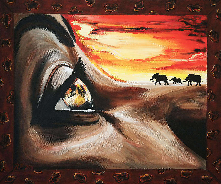 Sunset Painting - Africa by Helene Persson