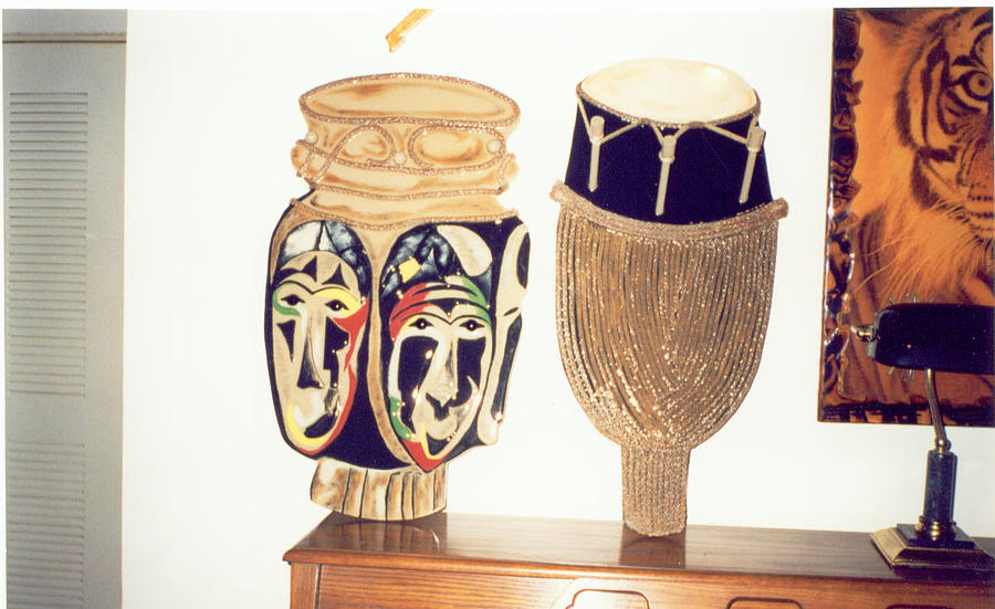 African Drums Mixed Media by Val Oconnor