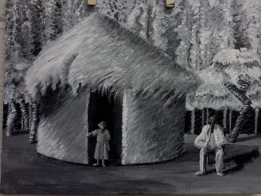Tree Painting - African hut by Rashidat Momoh