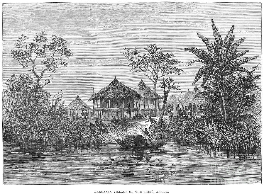 Boat Photograph - African Village, 1878 by Granger