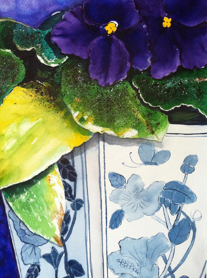 African Violet Painting by Giti Ala