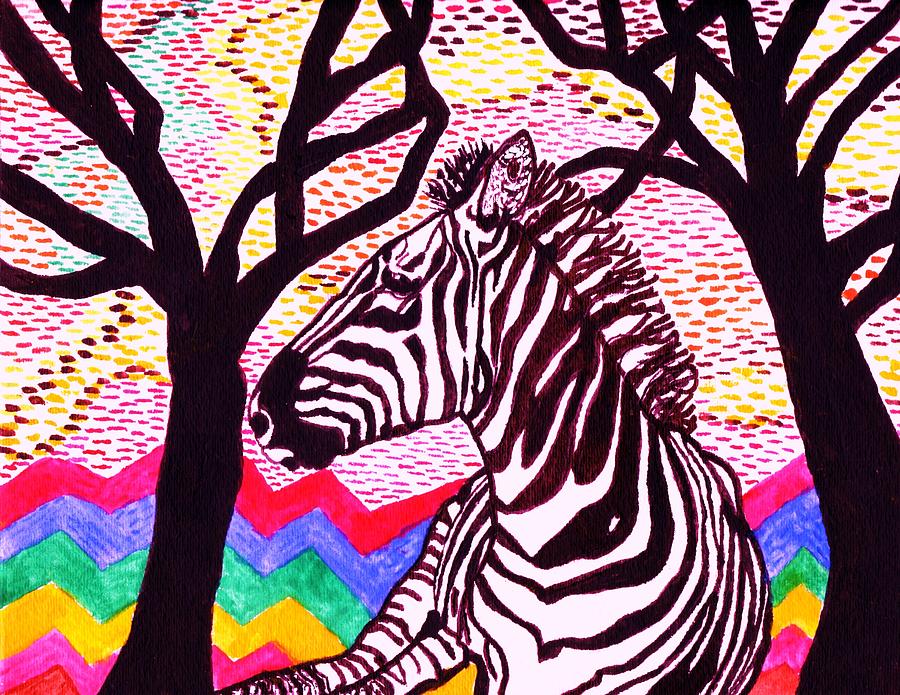African Zebra Painting by Connie Valasco