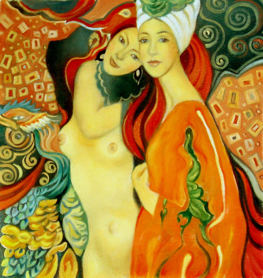 Nude Painting - After Klimt-two figure by Ema Radovanovic