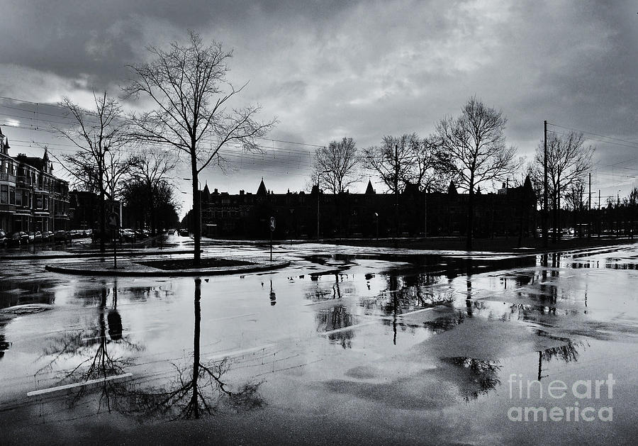 Black And White Photograph - Den Haag After the Rain by Andy Prendy