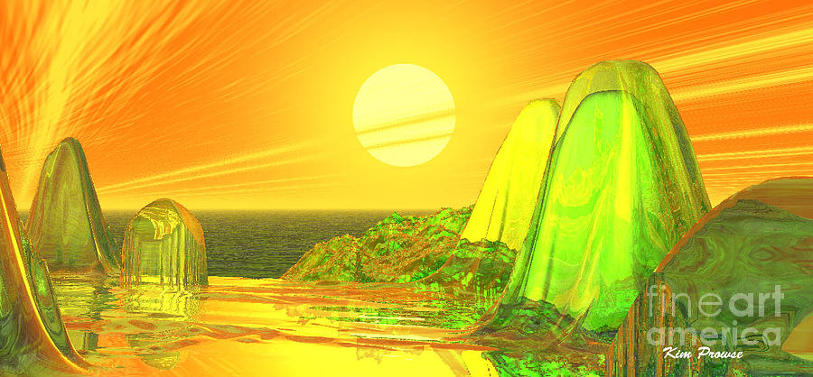 Green crystal hills Digital Art by Kim Prowse