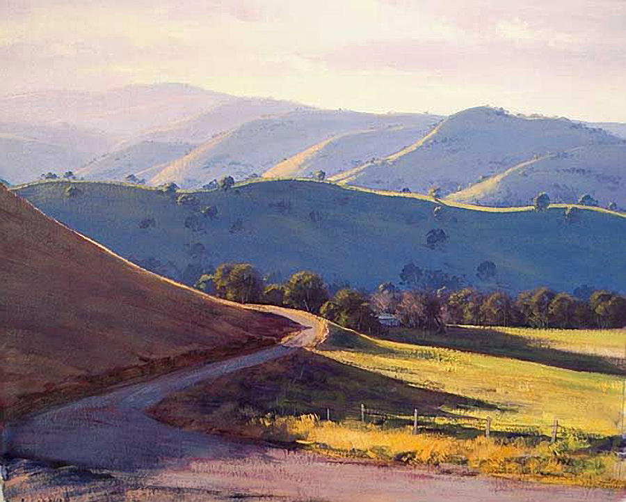 Farm Painting - Afternoon light Kanimbla valley by Graham Gercken