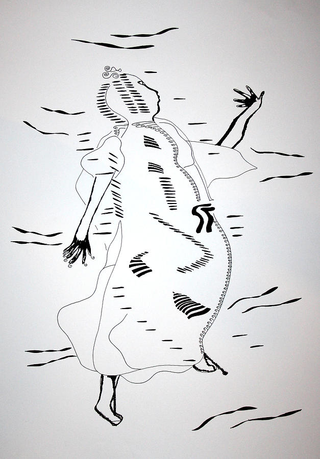 Agahu dance - Benin Drawing by Gloria Ssali