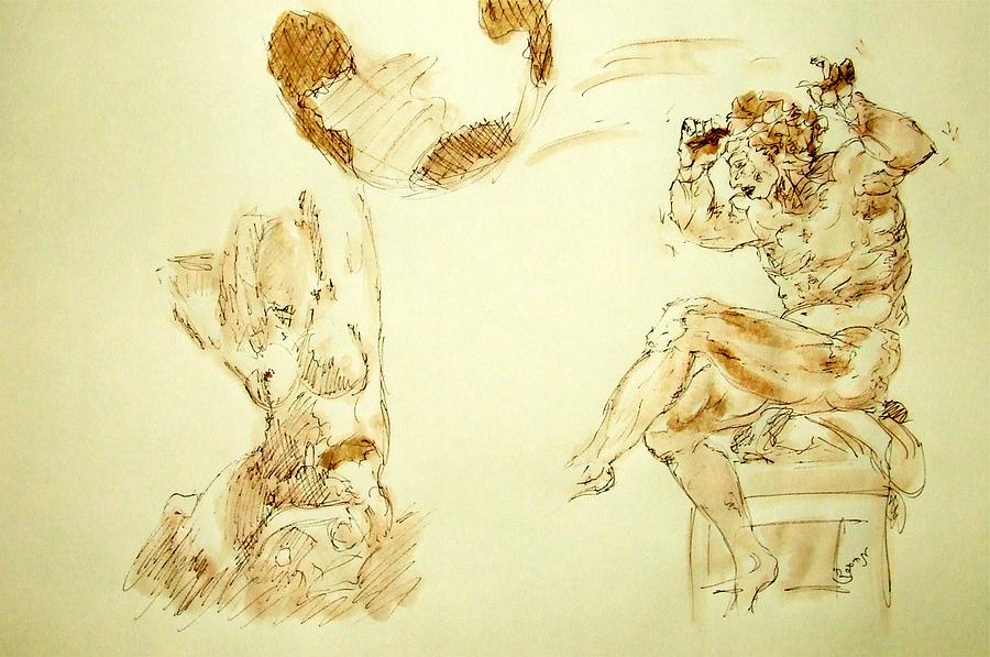 Agony and Atlas Sketch Watercolor Throwing the World as he Transforms Life From a Burden to Freedom Painting by MendyZ M Zimmerman