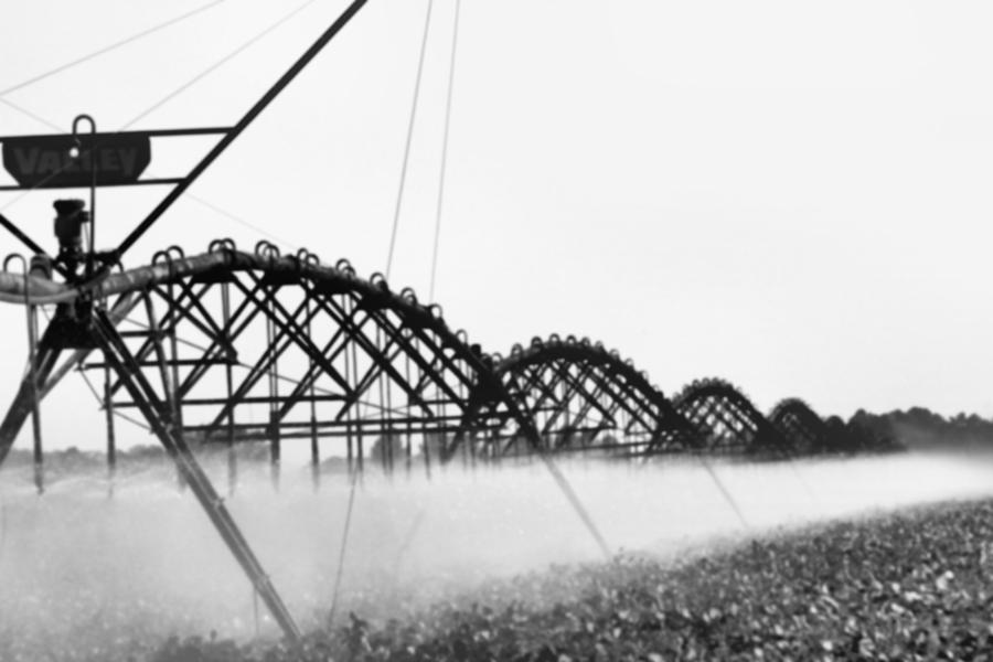 Black And White Photograph - Agriculture-Irrigation1 by Karen Wagner