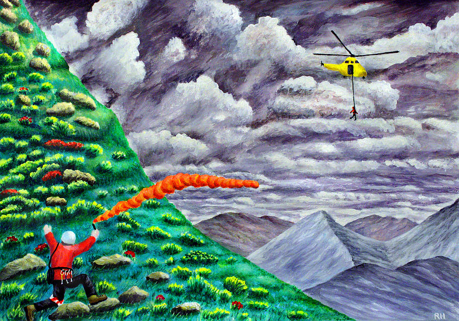 Helicopter Painting - Air Ambulance Mountain Rescue by Ronald Haber