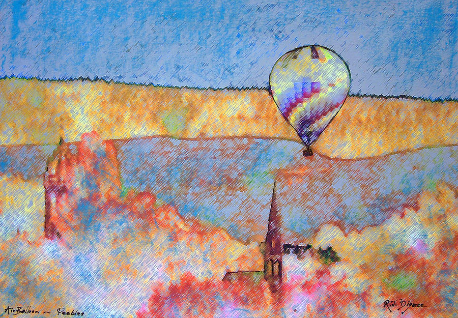 Air Balloon over Peeebles Painting by Richard James Digance