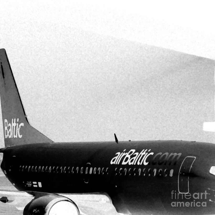 Airplane Photograph - Air Baltic. Sketch. Square format. by Ausra Huntington nee Paulauskaite