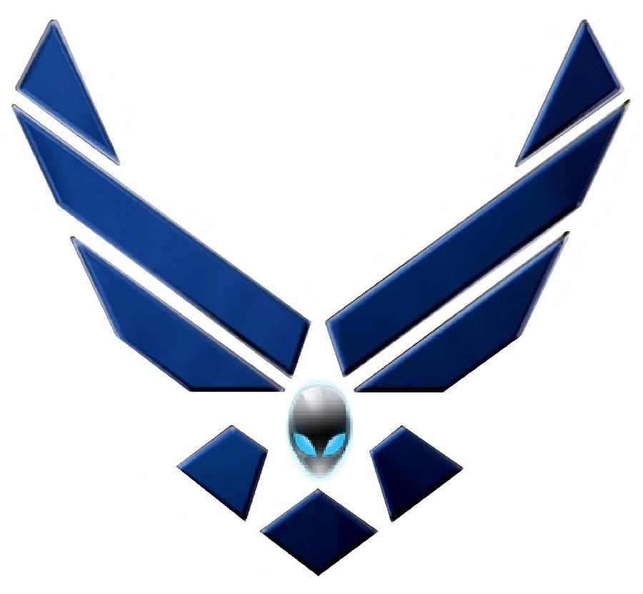 Air Force Alien Blue Wings Insignia Digital Art by Gene Walker