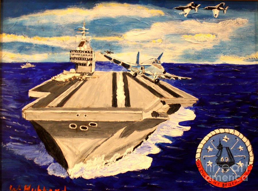 Aircraft Carrier Painting - Aircraft Carrier Eisenhower   by Bill Hubbard