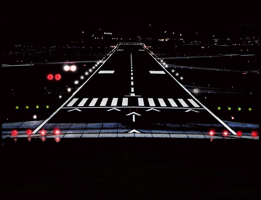 Airport Runway At Night Photograph by Lamyl Hammoudi