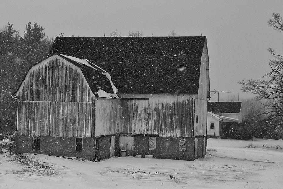 Akron Barn in Snow Photograph by Guy Whiteley
