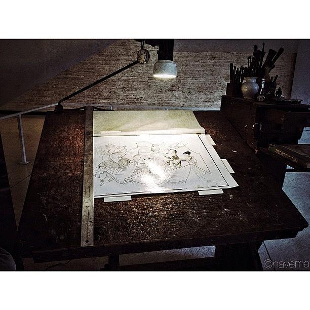Vintage Photograph - Al Hirschfelds Drawing Table by Natasha Marco