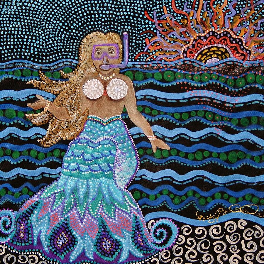 Alan spots a Mermaid at The Great Barrier Reef Painting by Kelly Nicodemus-Miller