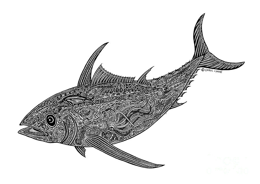 Fish Drawing - Tribal Albacore by Carol Lynne