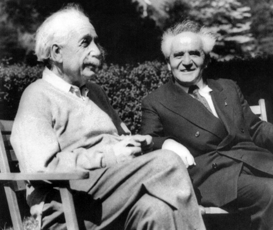 Albert Einstein Photograph - Albert Einstein With Israels Prime by Everett