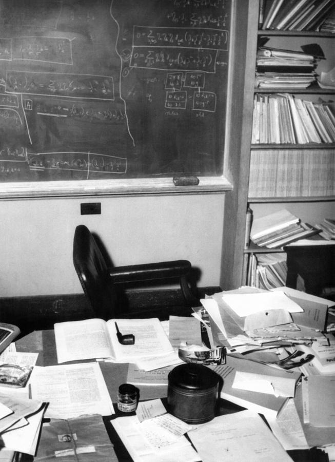 Albert Einstein Photograph - Albert Einsteins Study At The Institute by Everett