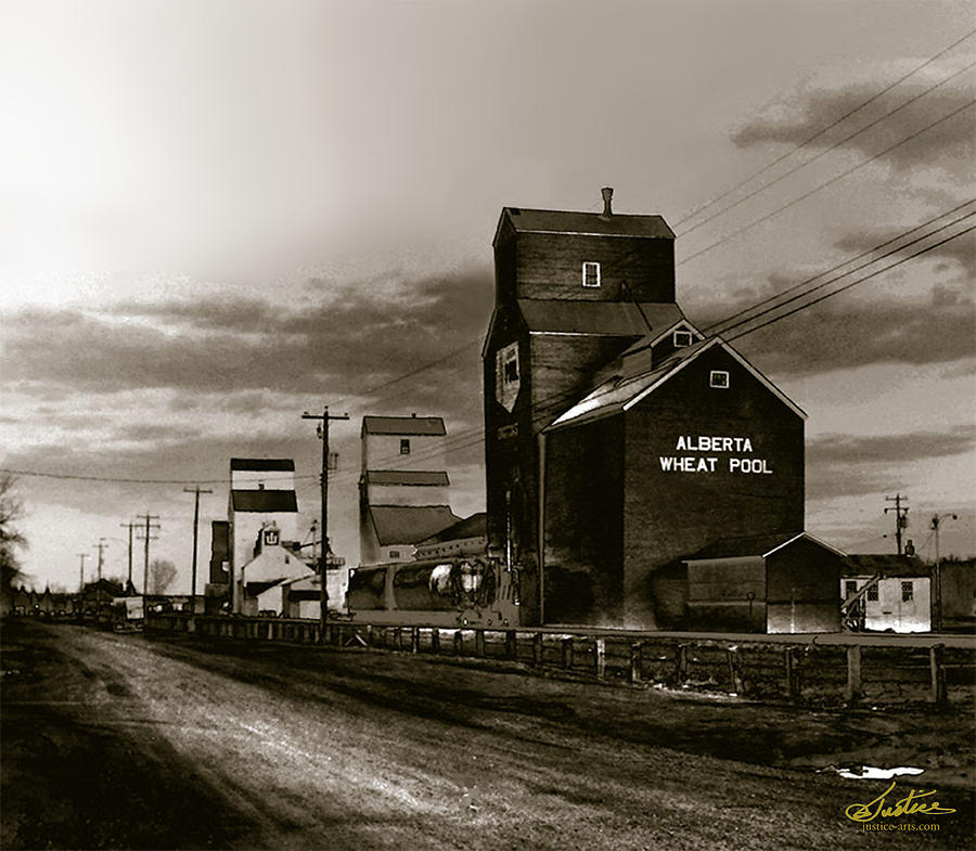 Train Photograph - Alberta Grain Elevators by Jim Justice