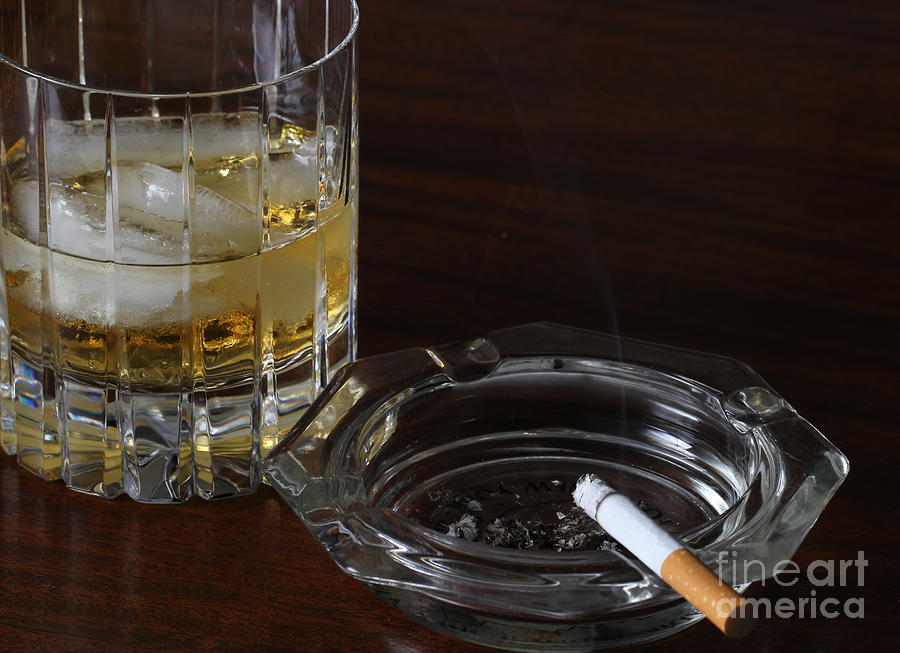 Alcohol And Cigarettes Photograph by Photo Researchers, Inc.
