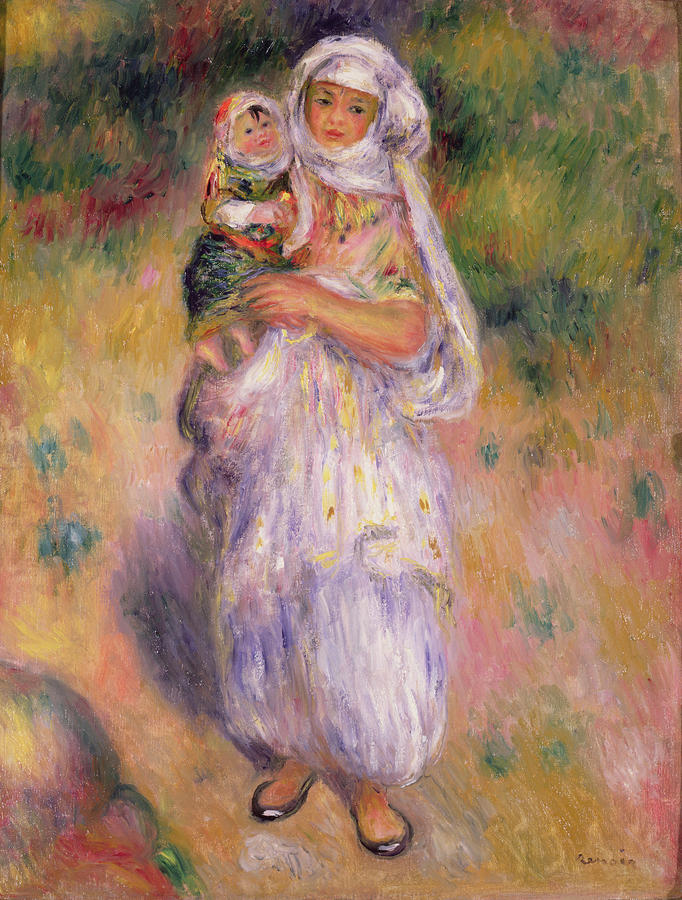 Pierre Auguste Renoir Painting - Algerian Woman and Child by Pierre Auguste Renoir