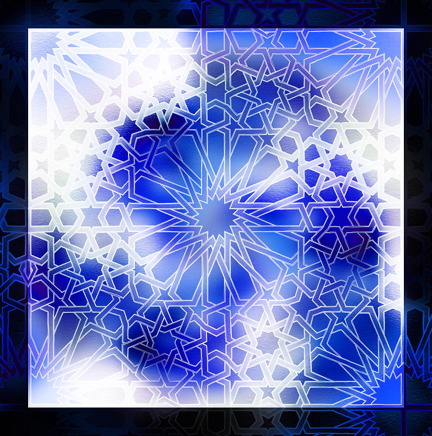 Alhambra Pattern Blue Digital Art by Hakon Soreide