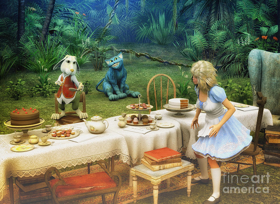 Tea Digital Art - Alice in Wonderland by Jutta Maria Pusl