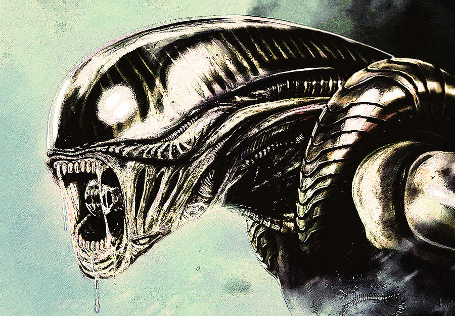 Alien Drawing by Jeff DOttavio