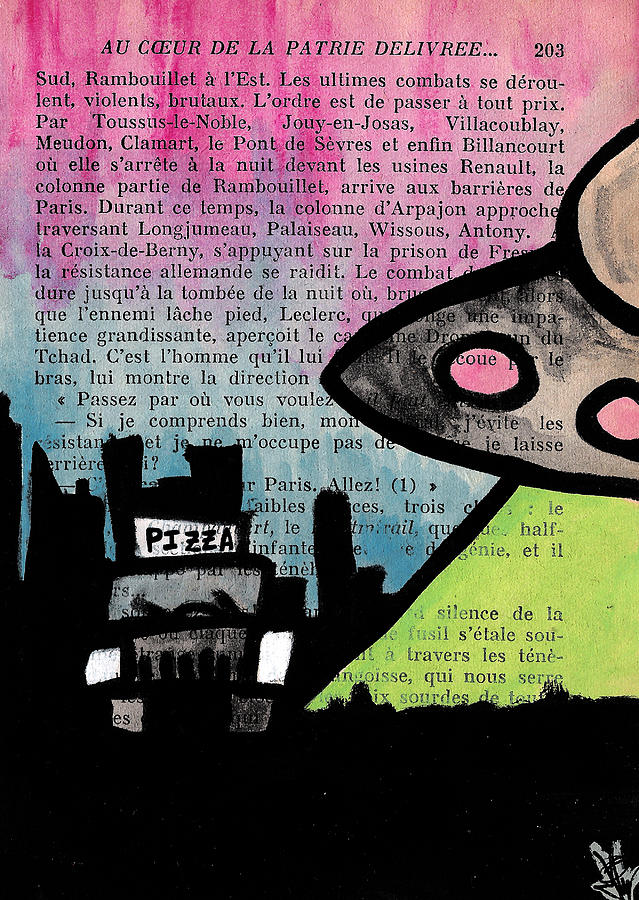 Alien Painting - Aliens Love Pizza by Jera Sky