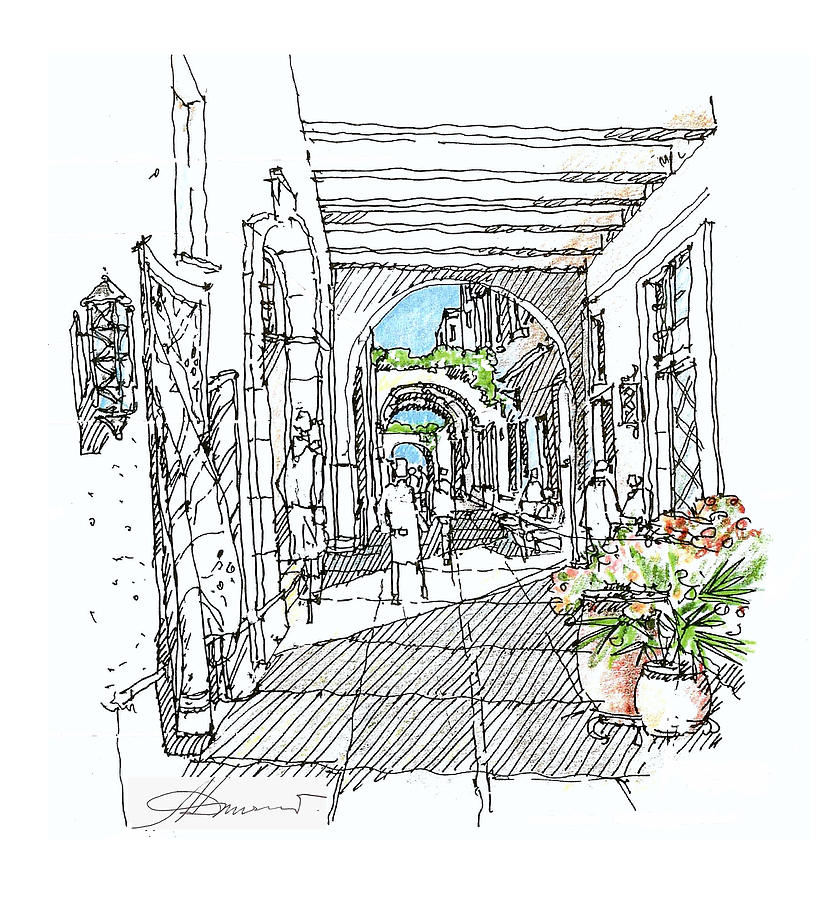 Alley Storefronts Drawing by Andrew Drozdowicz