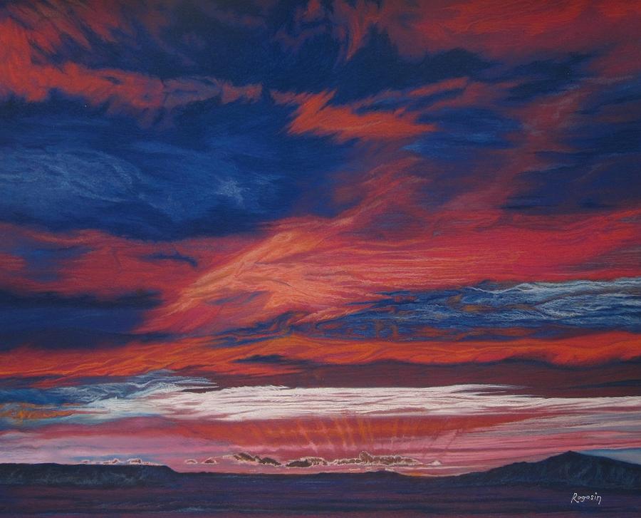 Sunset Pastel - Almost Night Streaks of Light on the Horizon by Harvey Rogosin