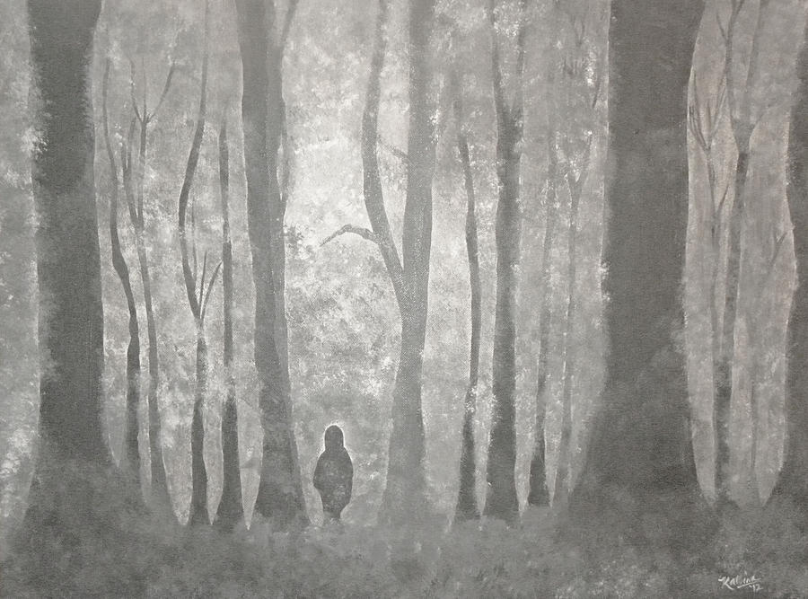 Tree Painting - Alone in Woods by Katrina Ricker