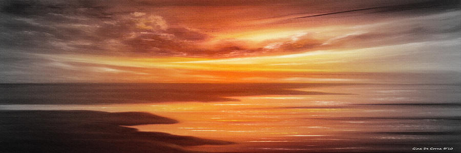 Along the Way - Panoramic Sunset Painting by Gina De Gorna