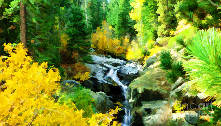 Alpine Falls Digital Art by L J Oakes