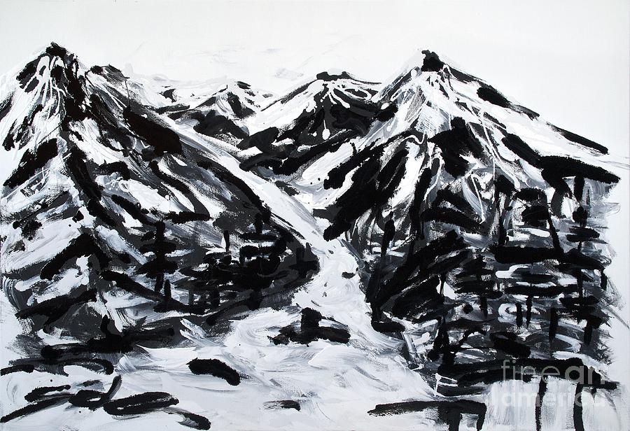 Alps Black And White Painting Painting by Lidija Ivanek - SiLa